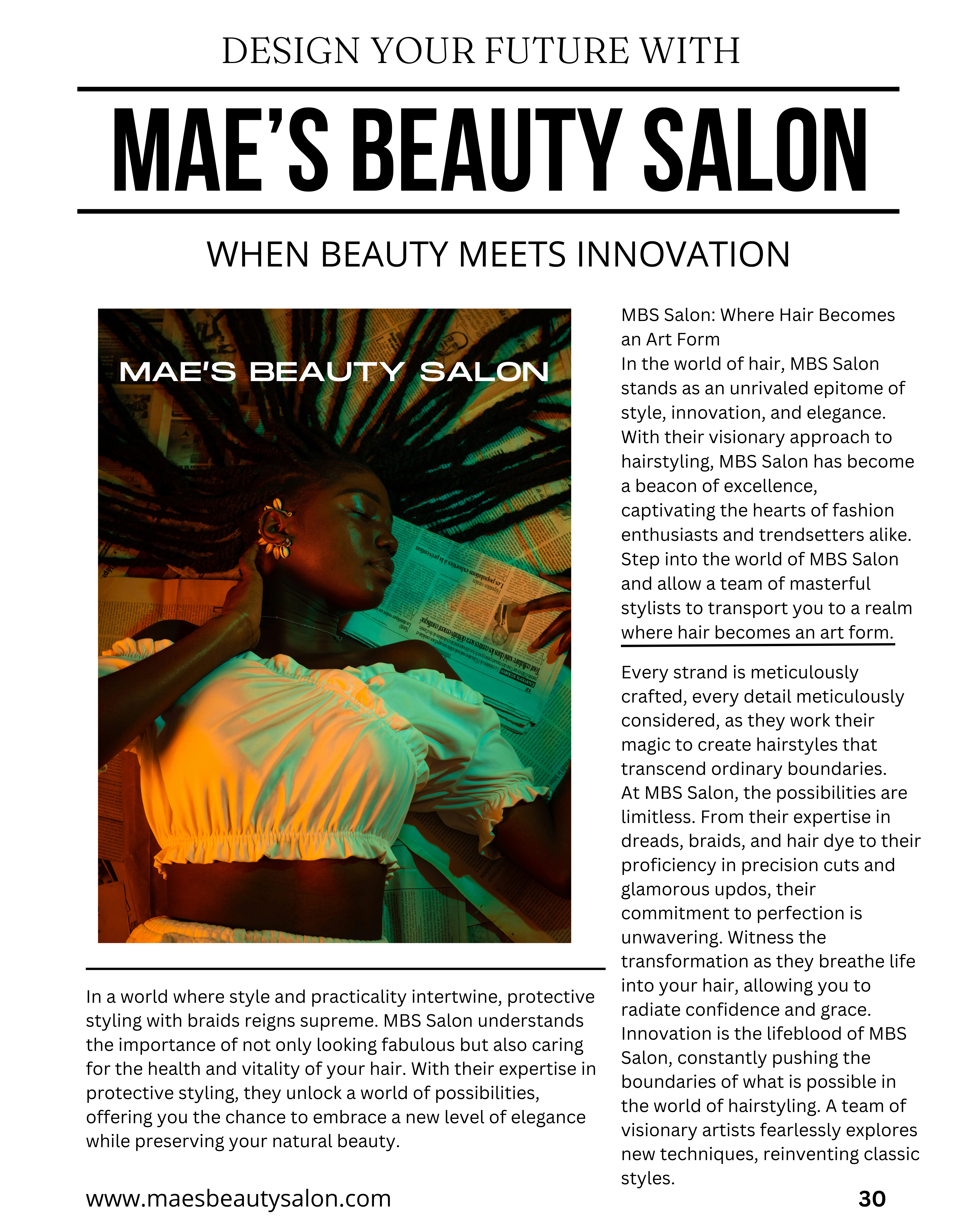 Mae's Beauty Salon magazine feature